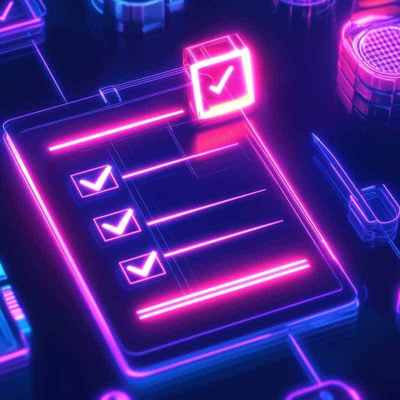 Bright glowing neon checklist interface with vibrant tasks Bright glowing neon checklist interface with vibrant tasks