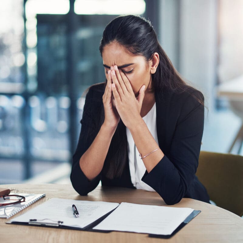 Business woman, paperwork and lawyer with stress for contract mistake, policy fail and burnout in office. Female attorney, frustrated and insurance form for bankruptcy, crisis and anxiety at law firm Business woman, paperwork and lawyer with stress for contract mistake, policy fail and burnout in office. Female attorney, frustrated and insurance form for bankruptcy, crisis and anxiety at law firm.