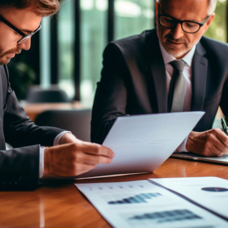 Account manager advisor lawyer showing paper documents to client partner, diverse professional colleagues discussing tax financial contract papers working in office at meeting Account manager advisor lawyer showing paper documents to client partner, diverse professional colleagues discussing tax financial contract papers working in office at meeting