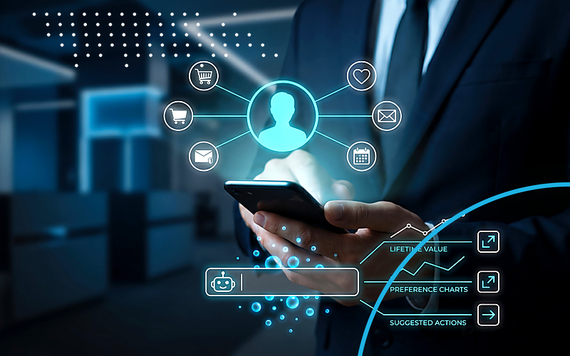 Ai Customer Personalization Neon Ring Cyan Emulent