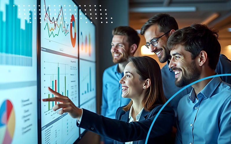 Analytics Dashboard Review Neon Ring Cyan Emulent
