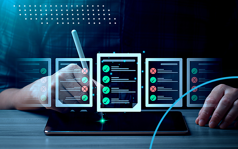 Audit Checklist Neon Ring Cyan Emulent