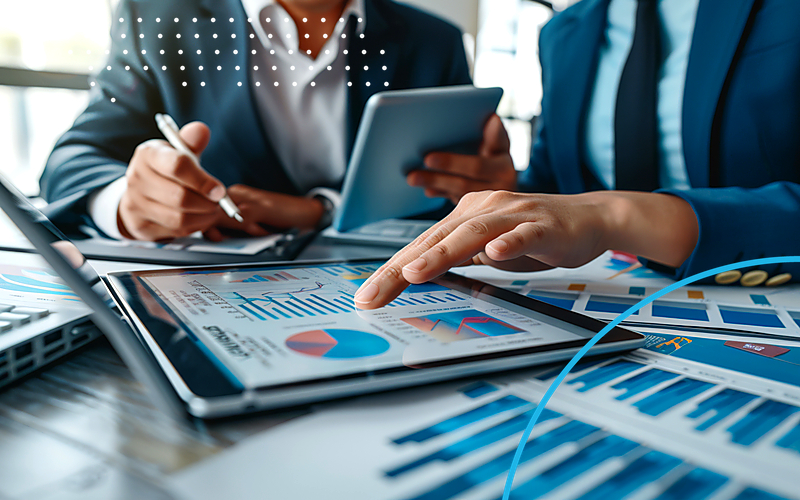 Business Analytics Review Neon Ring Cyan Emulent