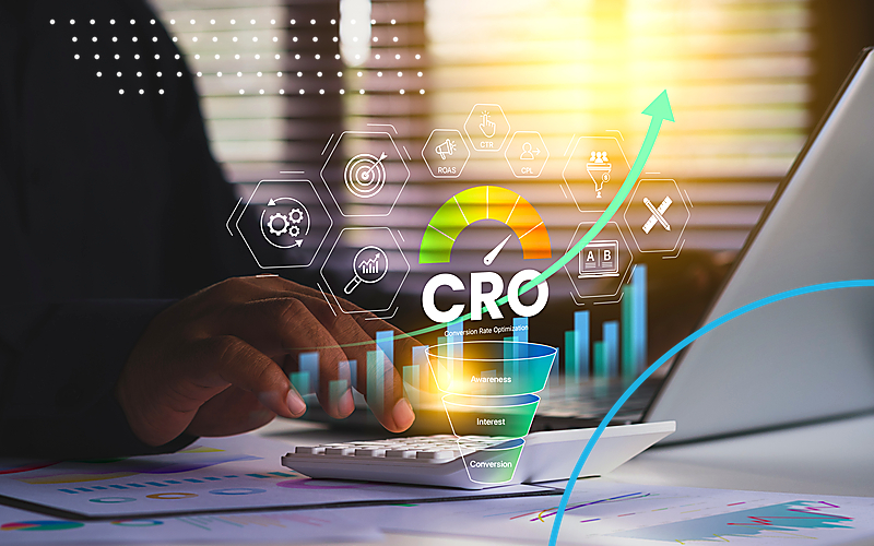 Average Conversion Rate by Industry and 2026-2028 Projections from Emulent Conversion Rate Optimization Dashboard Neon Ring Cyan Emulent