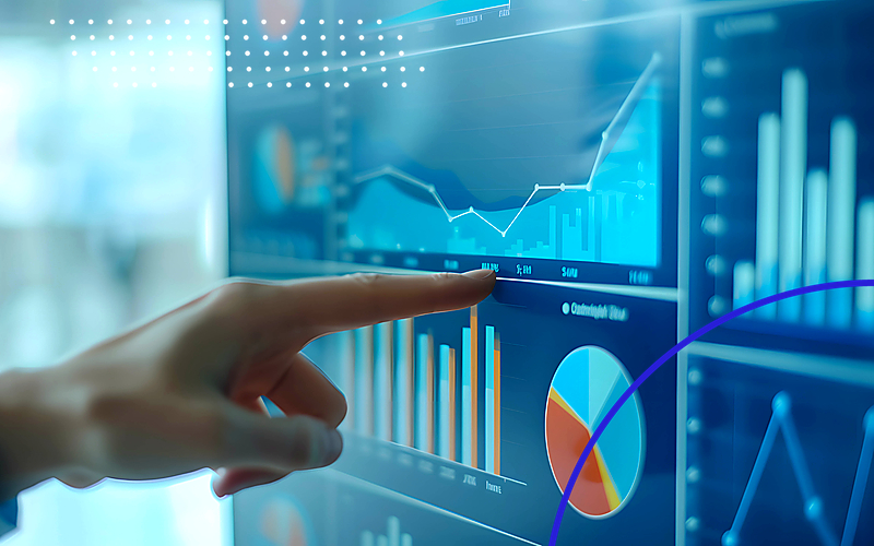 Business Analytics Dashboard Neon Ring Blue Emulent