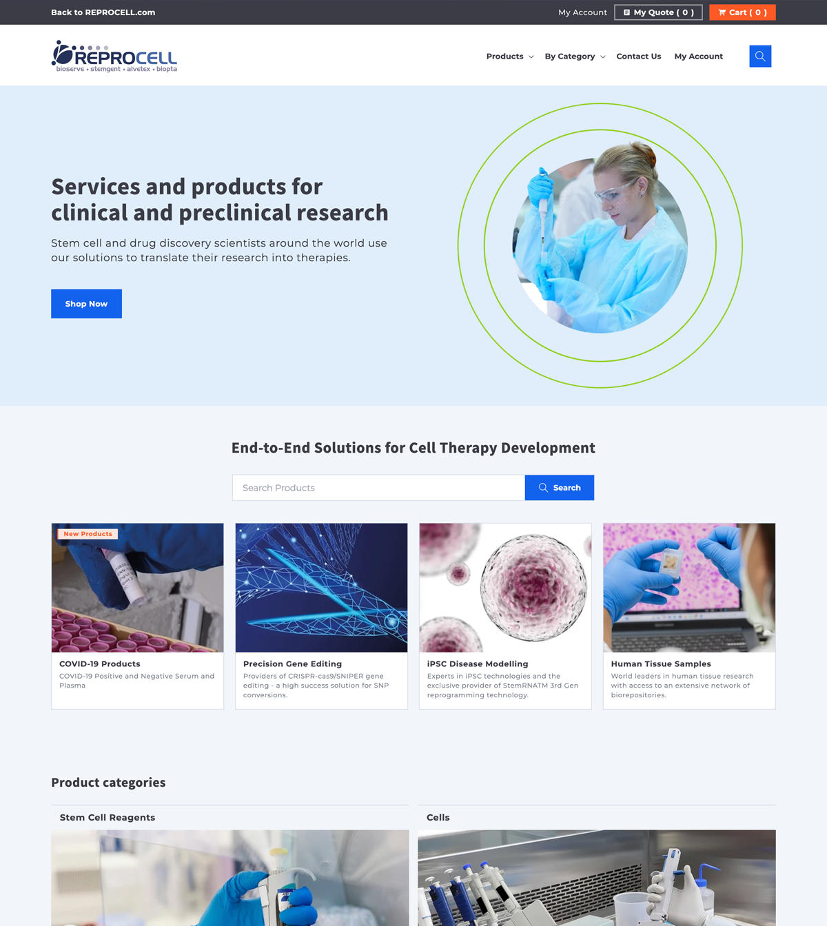 Reprocell Ecommerce Store Design